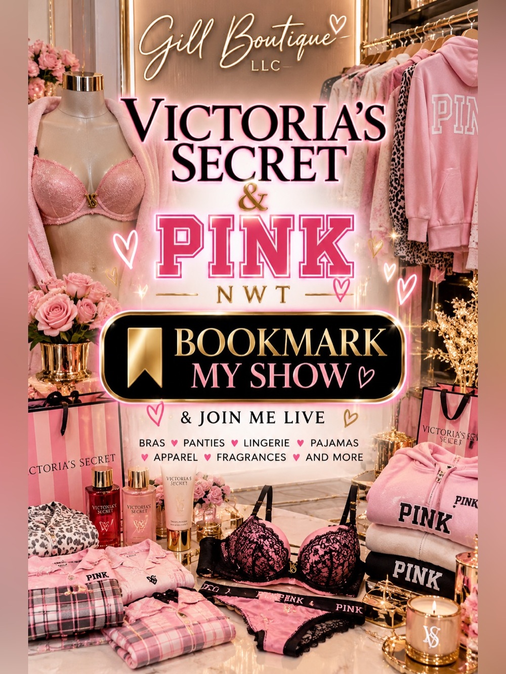 🔖 BOOKMARK MY LIVE SHOWS 💕 VS & PINK NWT